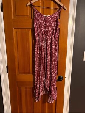 Juniors Rewind Dusty Rose Polka Dot Maxi Dress